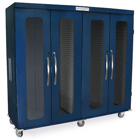 Harloff Quad Column Storage Cabinet with Double Wide Open Left Column, Glass Doors, Key Lock MSPM84-R0GK